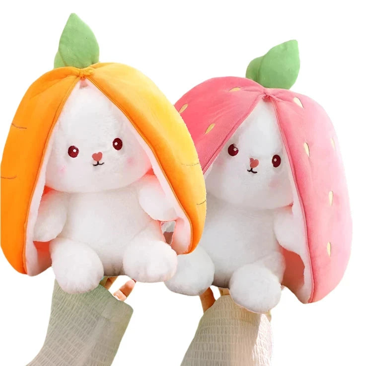 Bunny plush toy transforms into fruit
