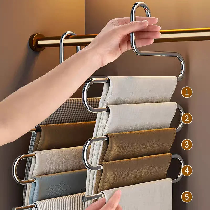 Stainless steel multi trouser 5 layers hanger