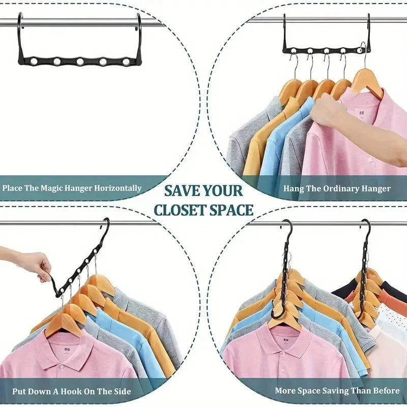 Space saving 5 hole clothes organizer hangers
