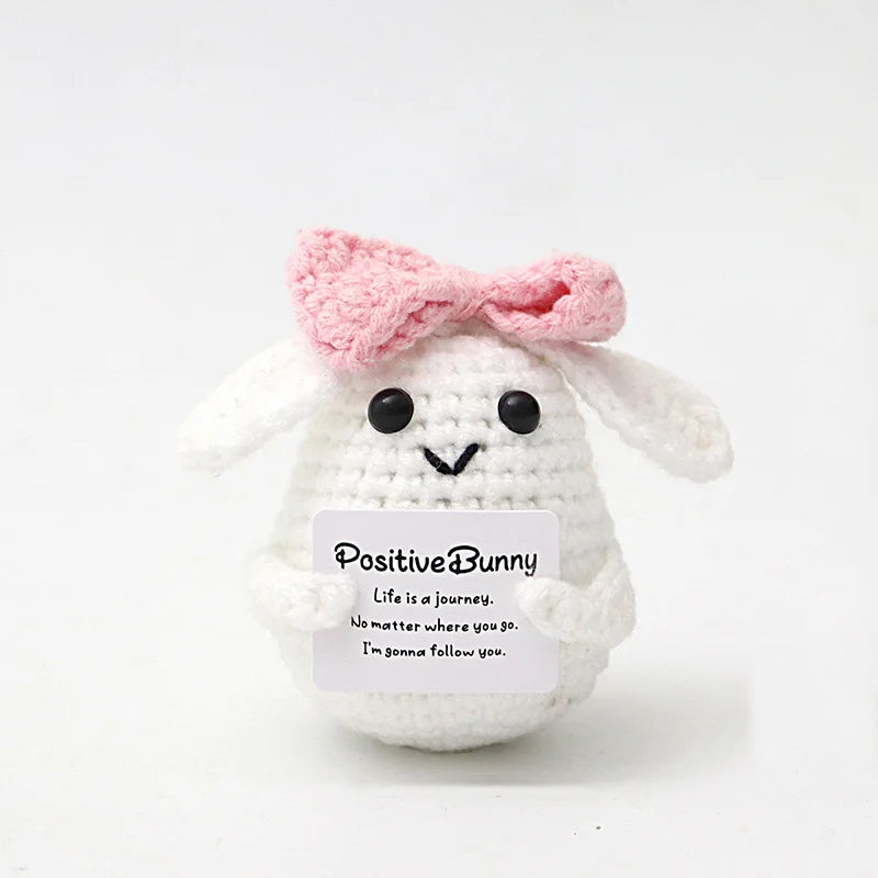 Positive energy mini handmade wool plush doll with card