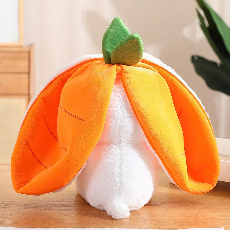 Bunny plush toy transforms into fruit