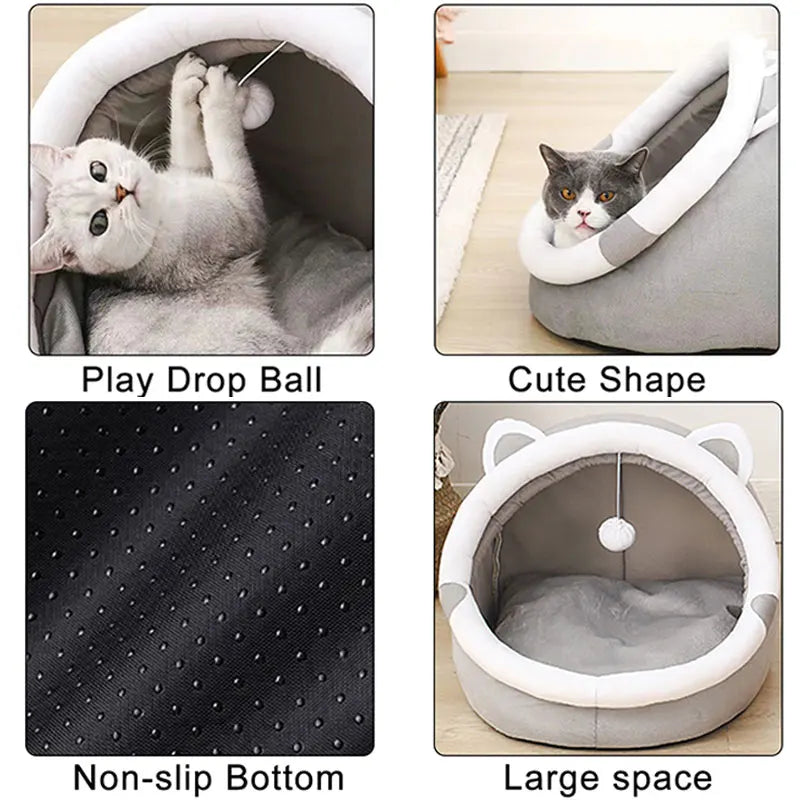 Cat / Dog soft cozy bed with toy