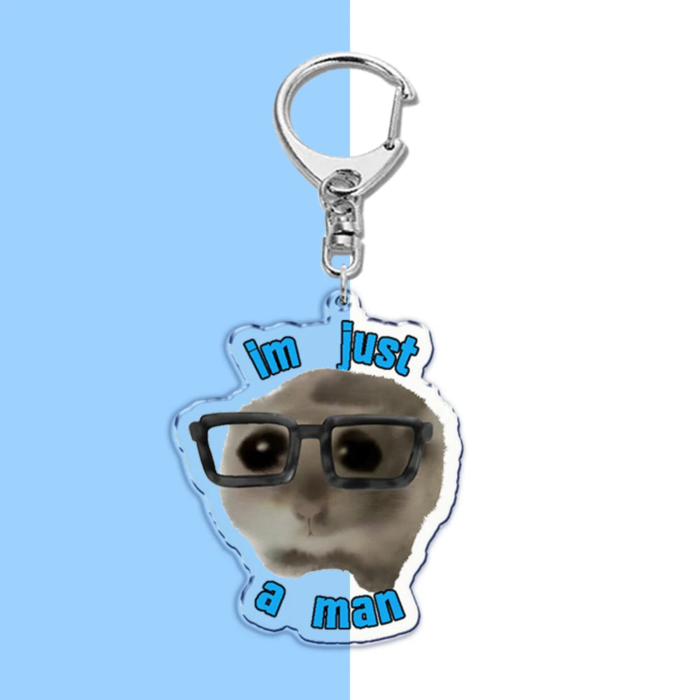 Sad hamster meme keychain